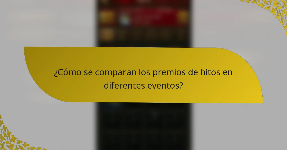¿Cómo se comparan los premios de hitos en diferentes eventos?